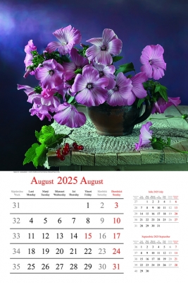 Calendar cu imagini Bouquets, 31.5 x 48 cm, 12 file, 2025